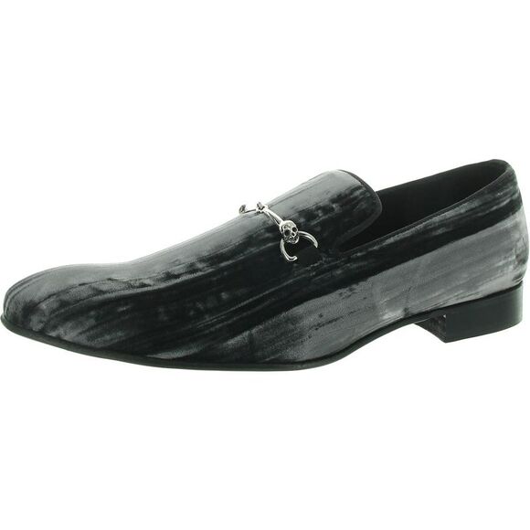Donald J. Pliner Mens Gray Embellished Velvet Loafers New - Picture 1 of 3